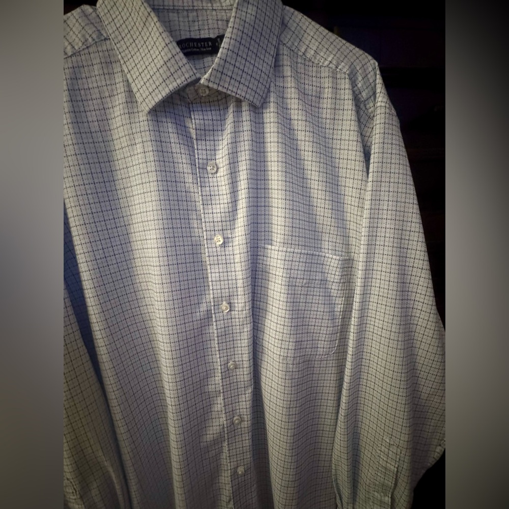 Rochester Big/Tall Men’s Long Sleeve Button Up - Lt/Dk Blue Pld - Size 36/37T - Picture 3 of 4